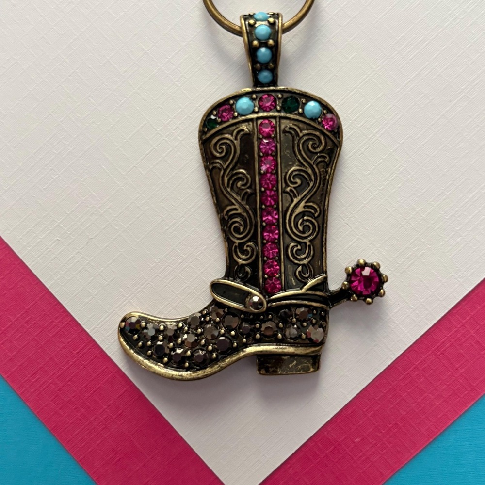 Bronze Rhinestone Western Boot Keychain Purse Charm Keychain Bag Accessory - Picture 2 of 3